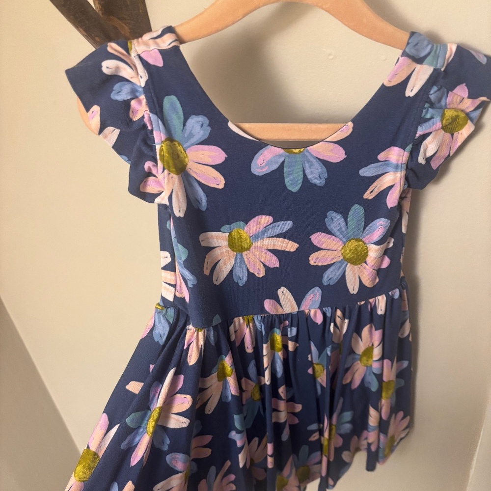 Little Sleepies Blue Daisy print dress 12-18 months